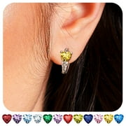 Heart Diamond Hoop Earrings 925 Sterling Silver Earrings Celtic Knot Birthstone Ear Charms November Yellow Topaz Jewelry Gift